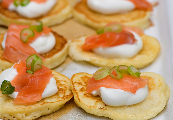 smoked salmon silver dollar pancakes