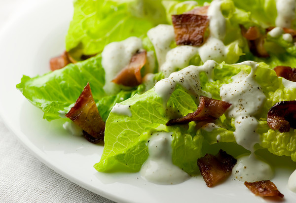 creamy roquefort and warm bacon dressing