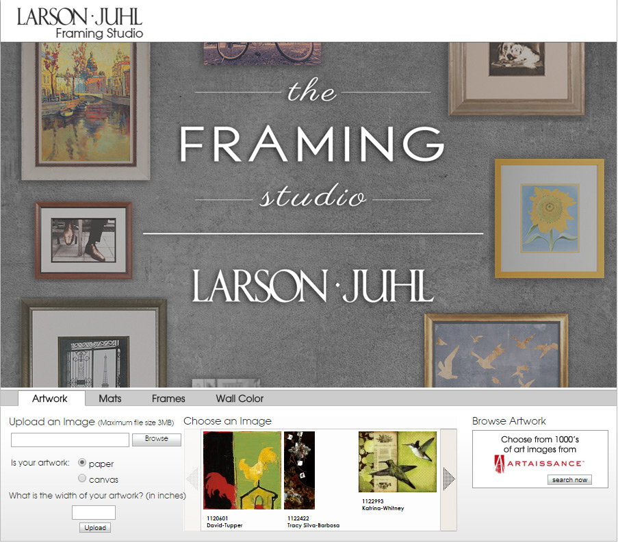 Online Framing Design Tool Frame Factory & Gallery