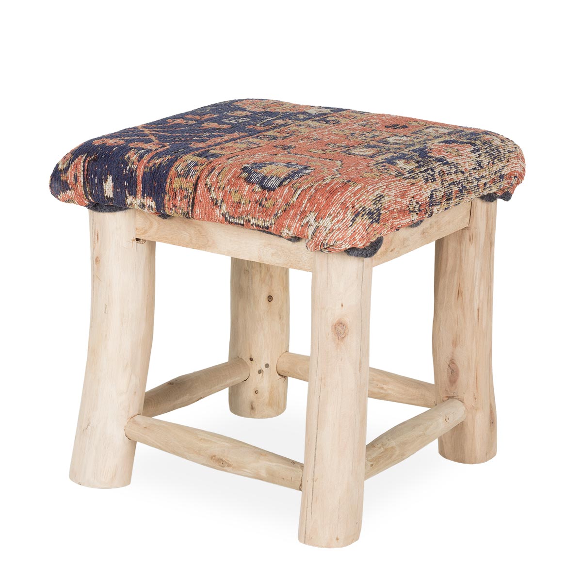 Low upholstered stool.