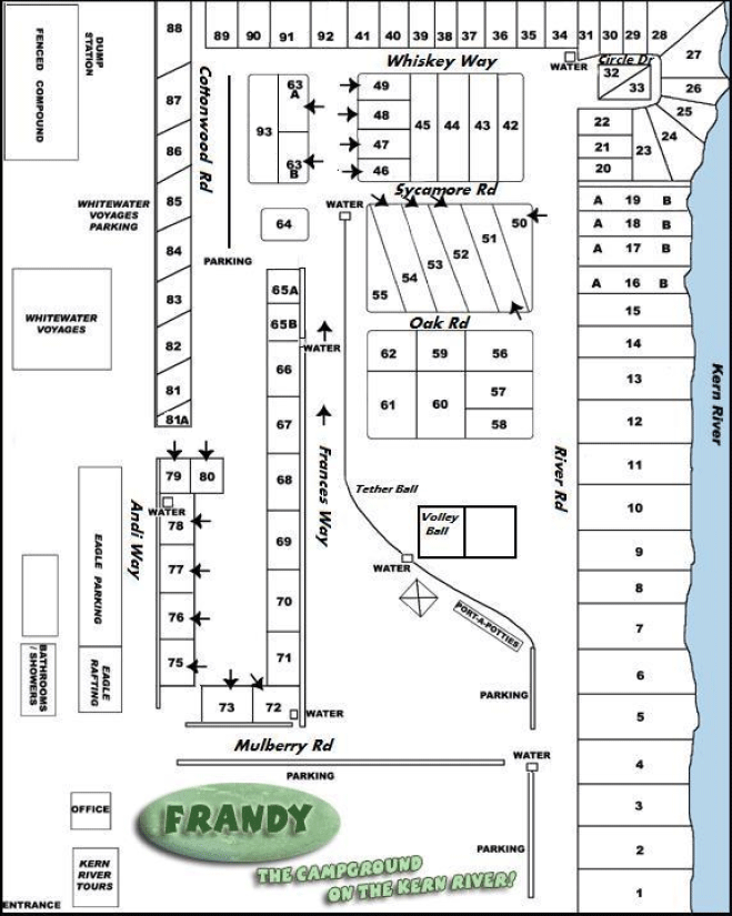 Frandy Park Campground Map Kernville, CA Camping