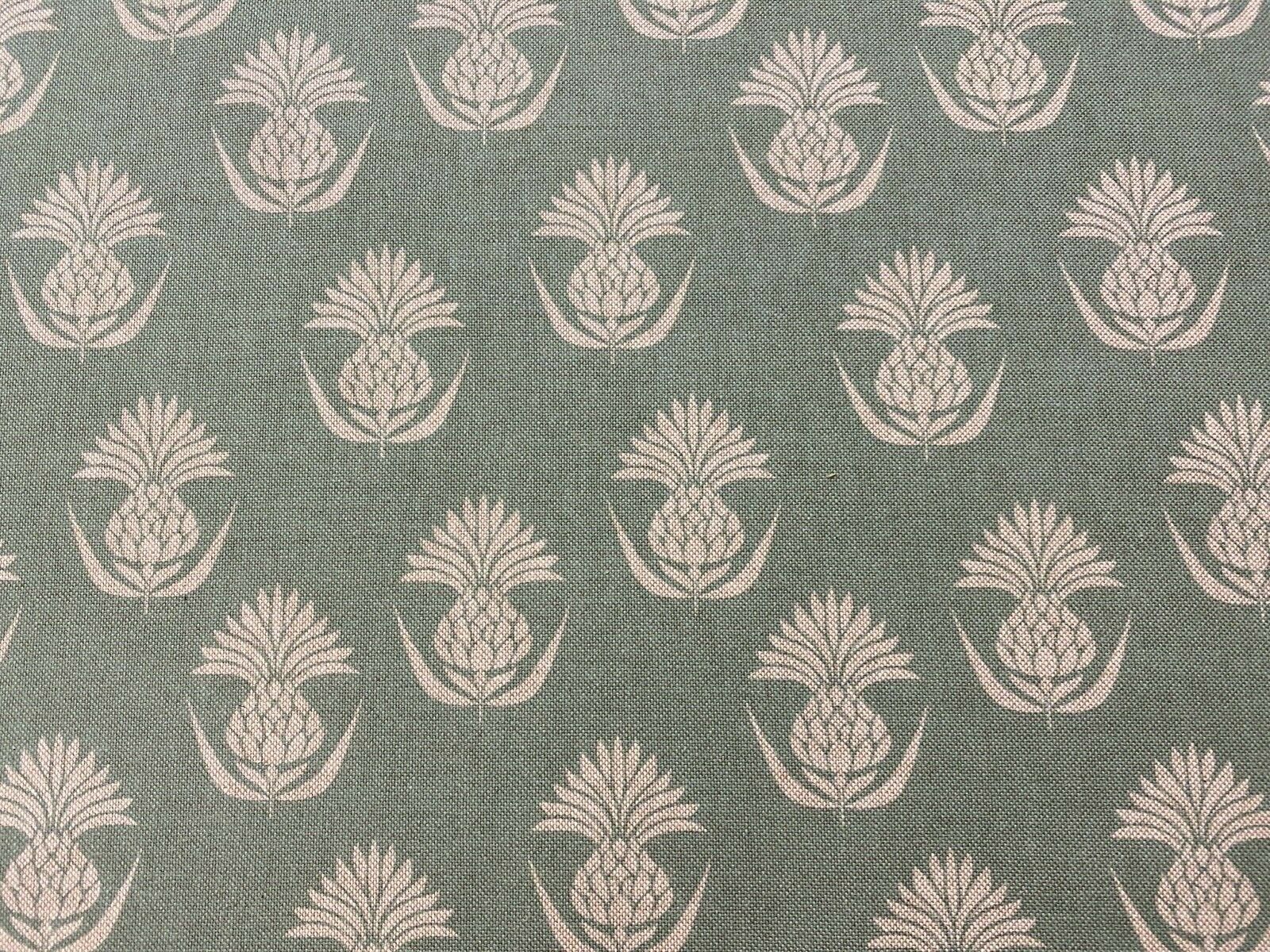 Deco Pineapple Linen PALE GREEN Frank Thomas Interiors