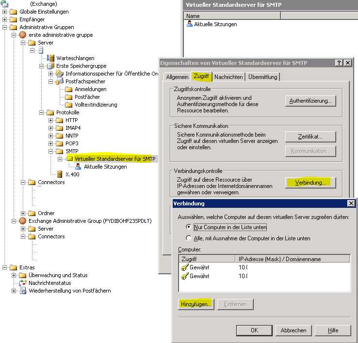 Migration Exchange 2003 zu Exchange 2010 421 4.4.2 Connection dropped