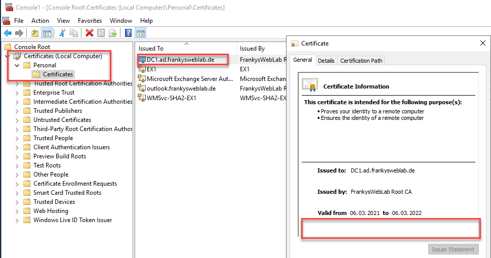 Zertifikate mit privaten Schlüssel übertragen (wenn privater Schlüssel