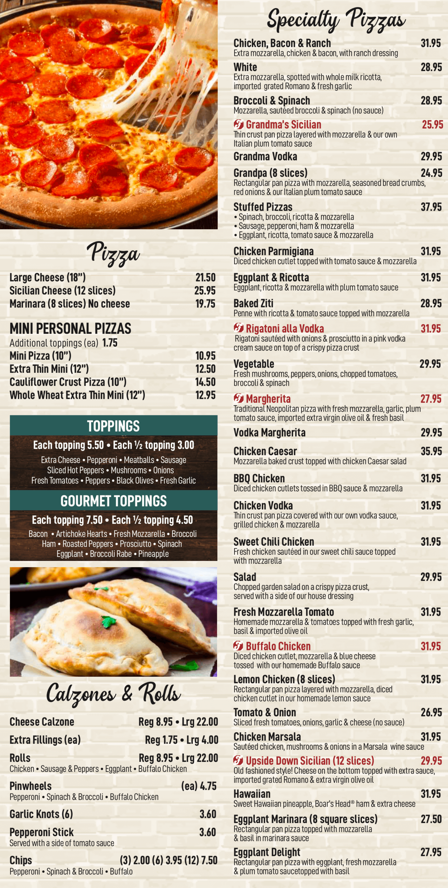 Menu Frantoni's Pizzeria & Restaurant The Very Best!