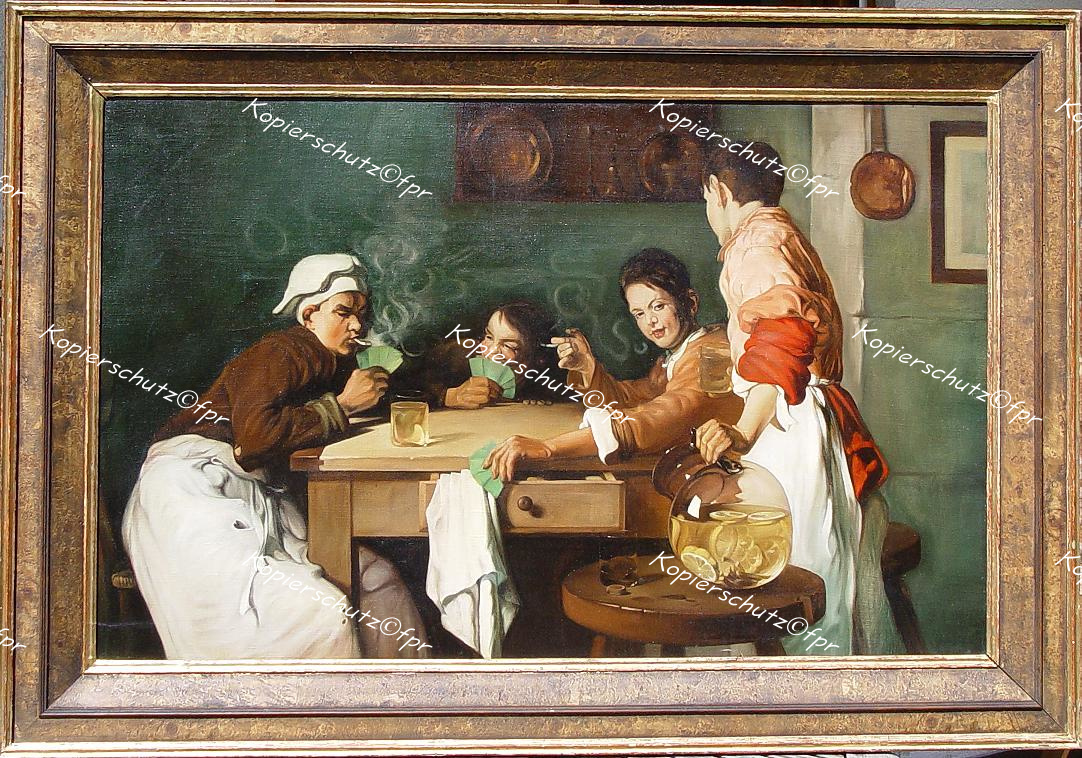 Küche Koch Küchenjunge cucina Restaurant KartenSpiel Zigarette Raucher