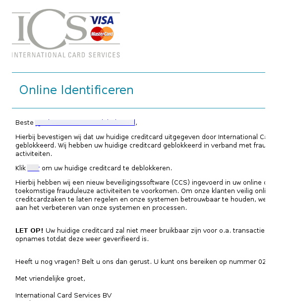 Wij Hebben Uw Huidige Creditcard Geblokkeerd. - Fraudehelpdesk