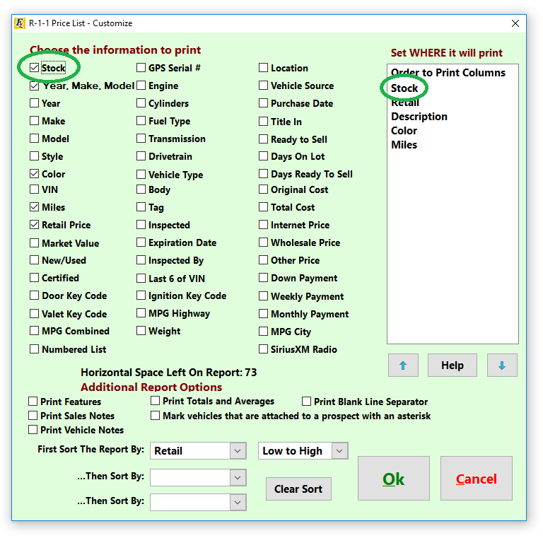 Reports > R1 Vehicle Inventory Reports