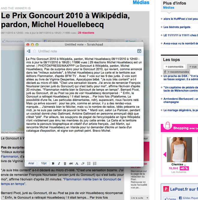 Scratchpad, pour enregistrer des extraits de pages web sur Google Docs
