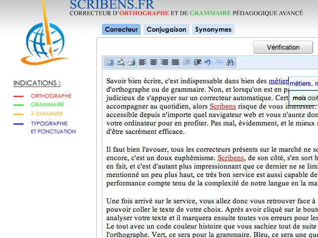 Scribens, correcteur d'orthographe et de grammaire