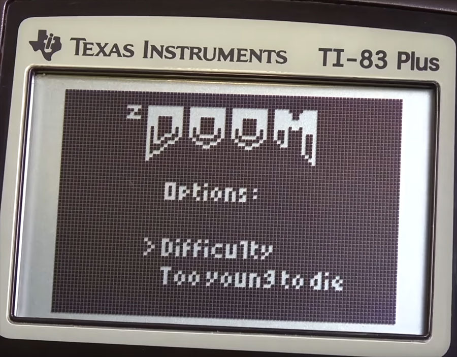 Doom tourne à merveille sur une TI83 Plus