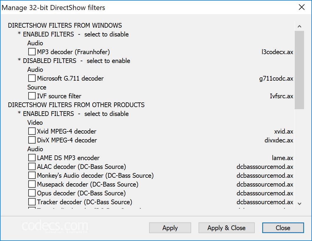 Screenshots for Codec Tweak Tool 6.7.3