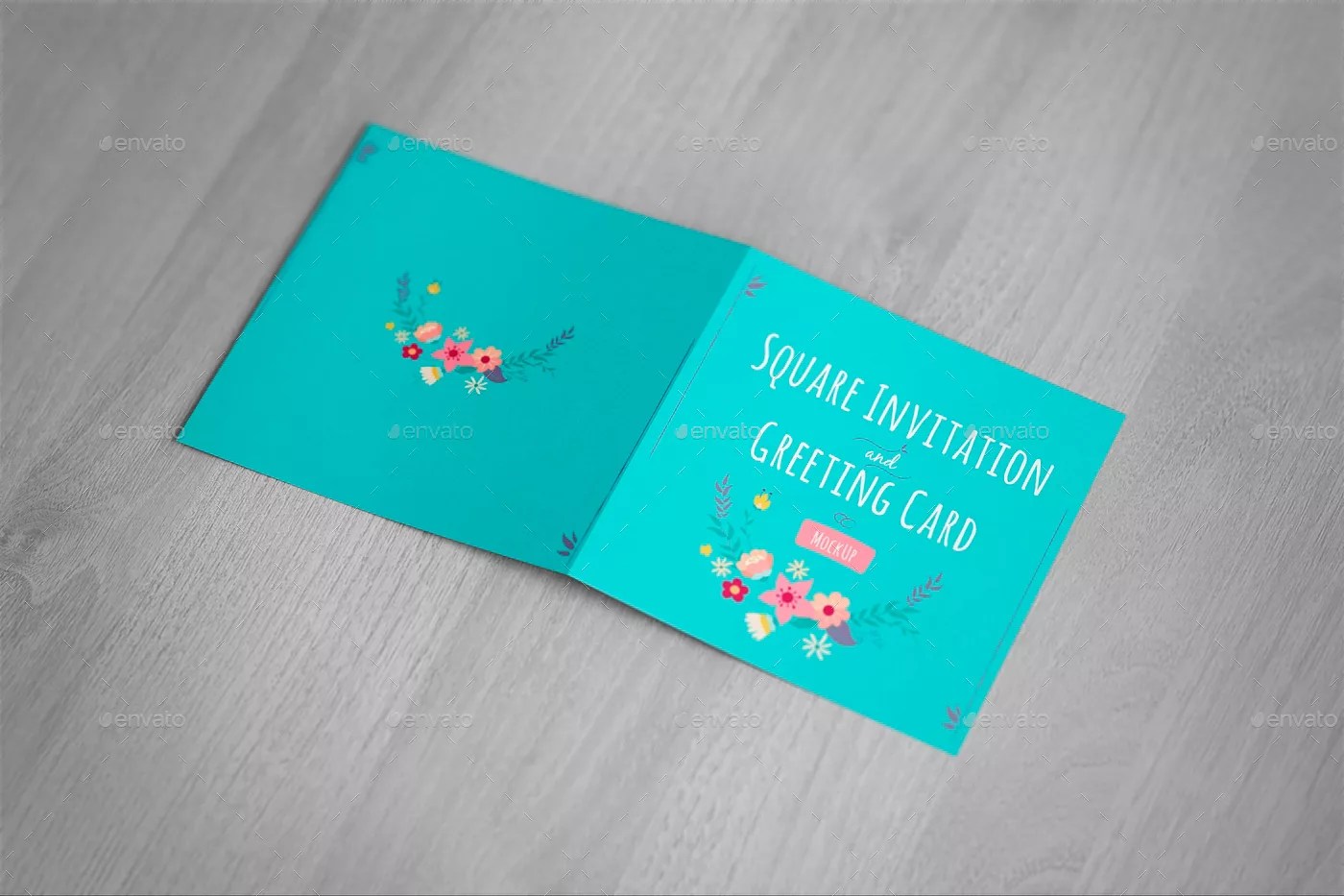 Square Invitation and Greeting Card Mockup (Free Version