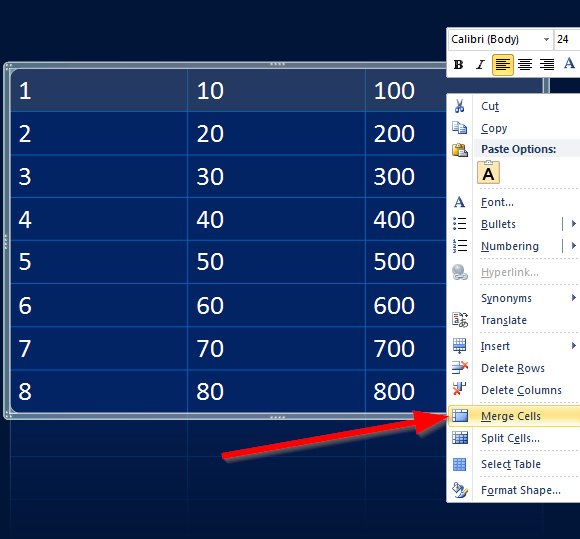 Add a Header to a Table in PowerPoint