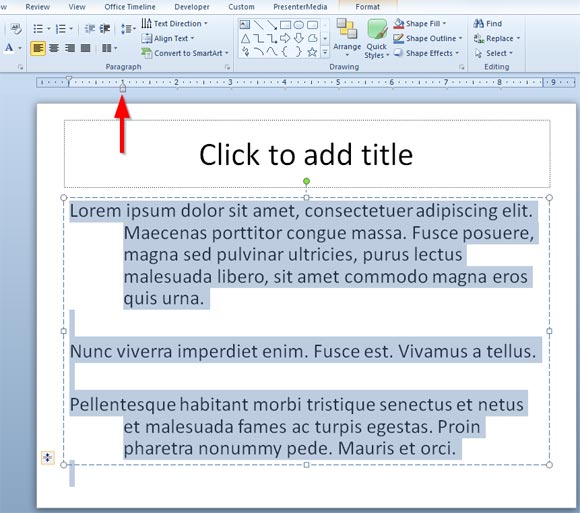 Hanging Indent in PowerPoint Slides