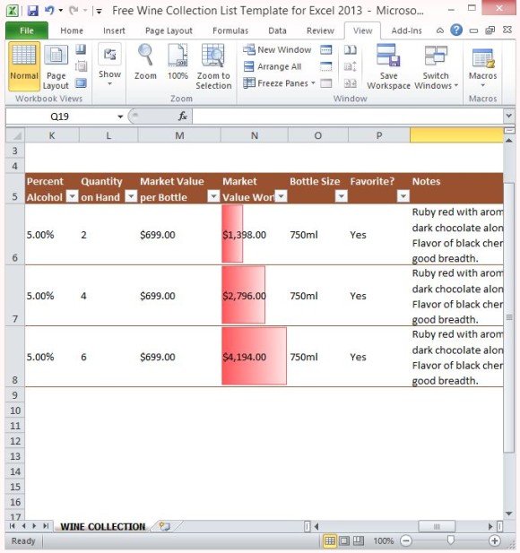 Free Wine Collection List Template For Excel 2013