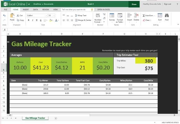 Free Gas Mileage Tracker For Excel Online