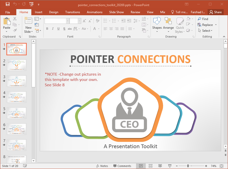 Animated Pointer Connections Template For PowerPoint