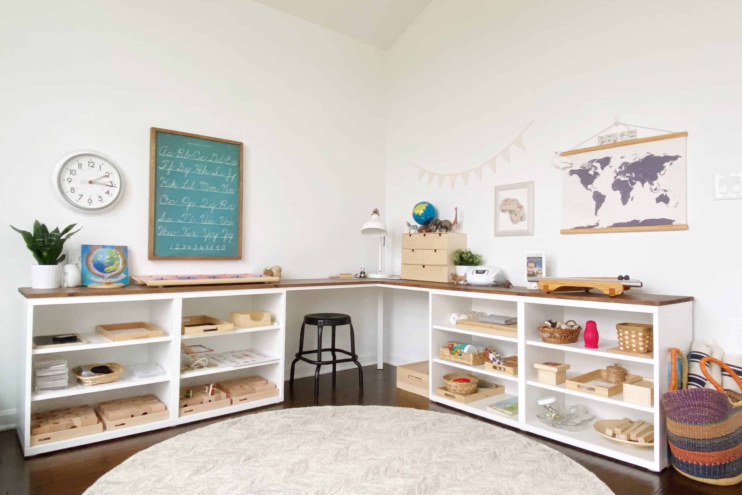 Home Tour Our MontessoriInspired Schoolroom and Playroom + A Free