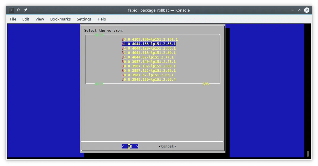 FreeAptitude Rollback a package installation under openSUSE