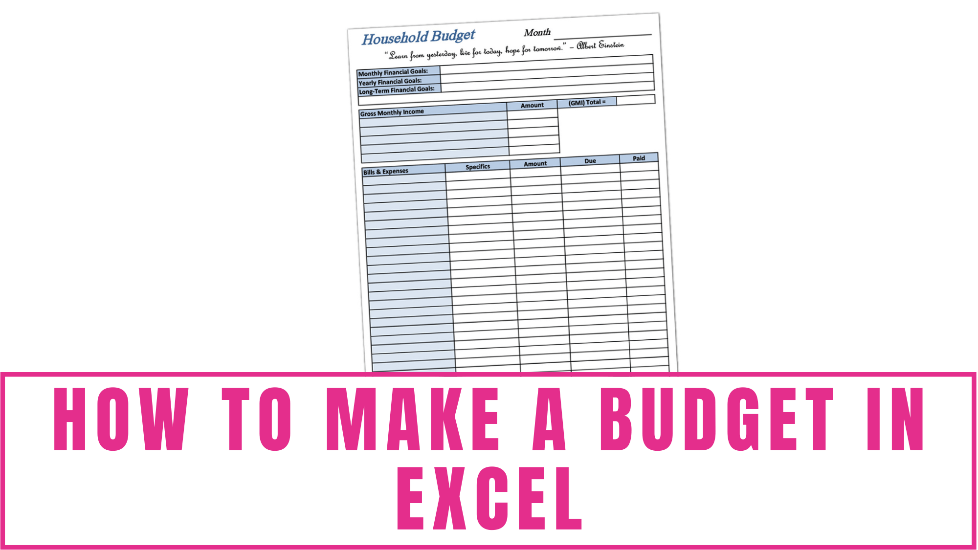 Yearly Personal Budget Template