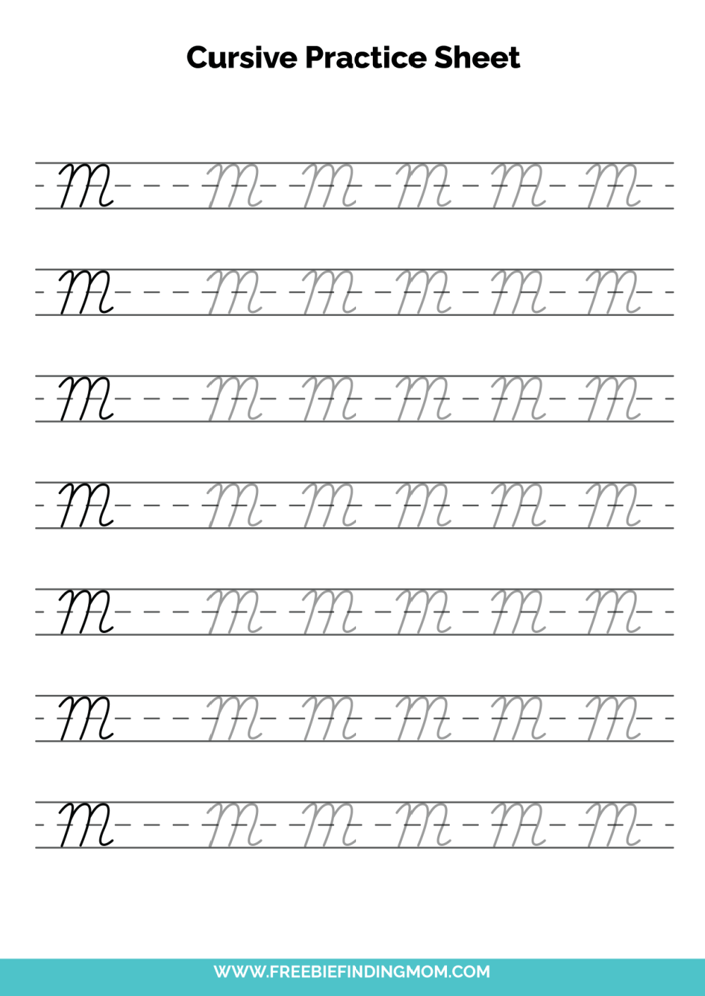 Free Printable Capital Cursive Letter M Practice Sheet PDF - Freebie