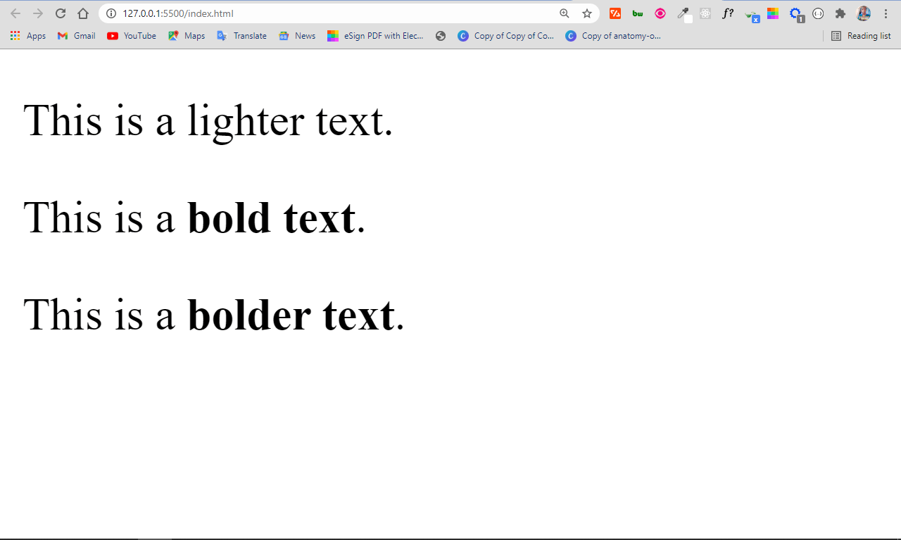 Bold Font in HTML Font Weight for Letters