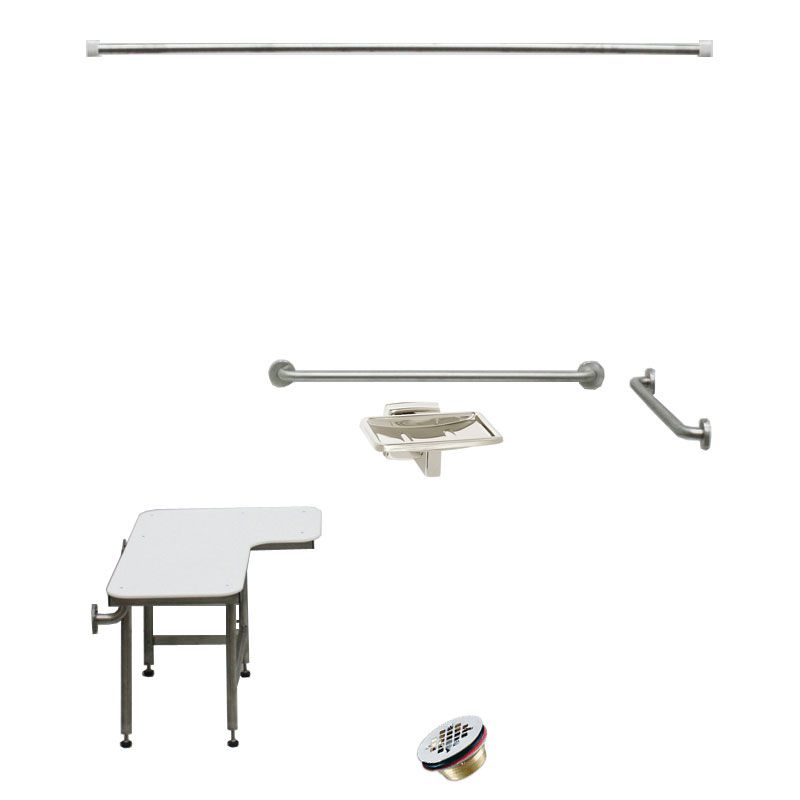 62" x 38" Freedom ADA Roll In Shower Unit, 5 piece, Center drain