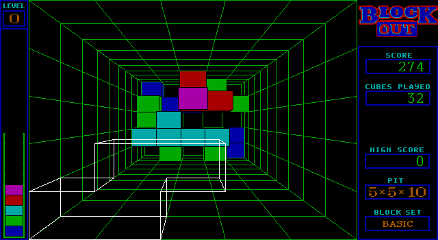 Blockout Old MSDOS Games Download for Free or play in Windows