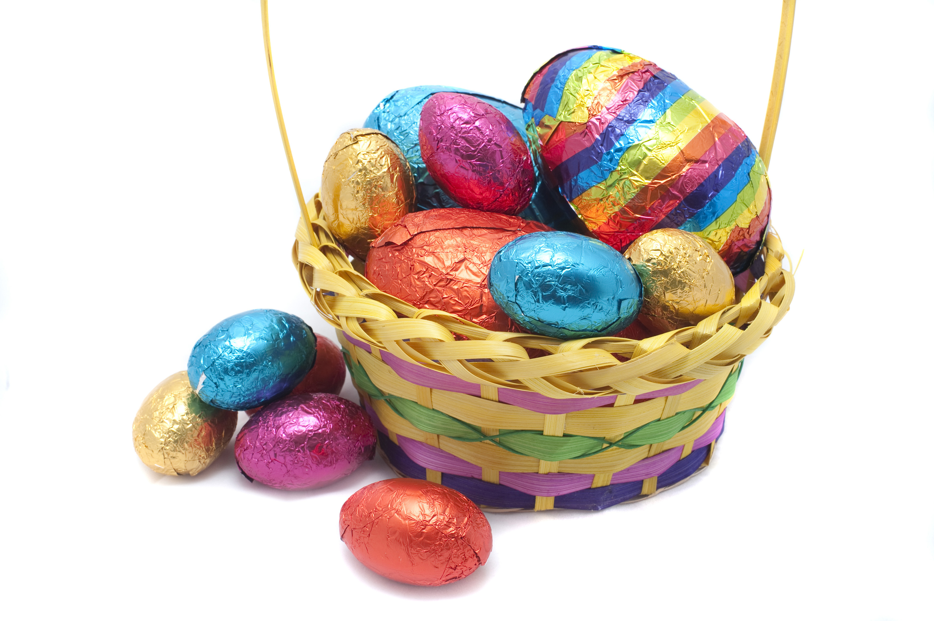 Colorful Easter Eggs In Basket
