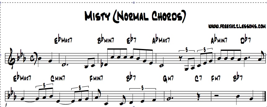 Misty Chord Chart With Reharmonizations