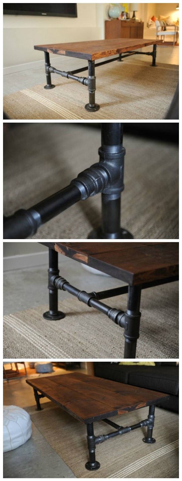 #12 custom made rustic walnut and blue glass dining tables 40 DIY Coffee Table Ideas