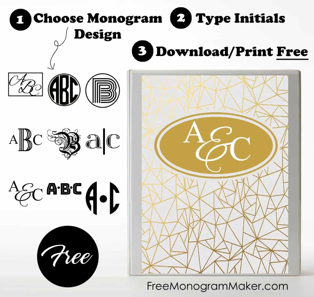 Free Monogram Binder Cover Customize Online Instant Download