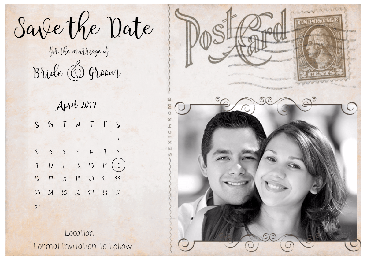 Vintage Save the Date Postcards (Free) Customize Online