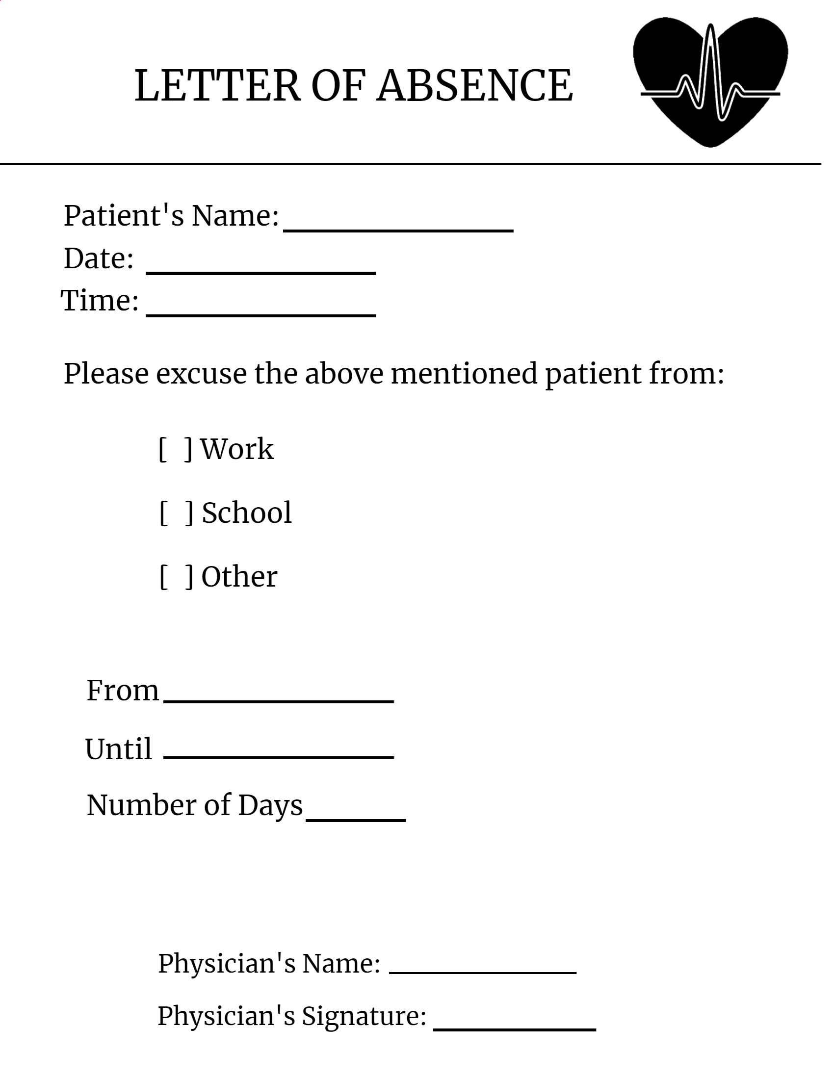 Sample Doctors Note For Missing Work