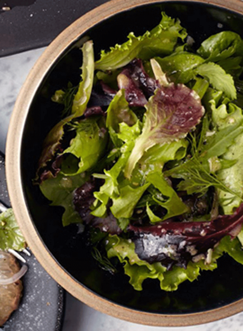 Simple garden lettuce salad with red wine vinaigrette recipe Recipe