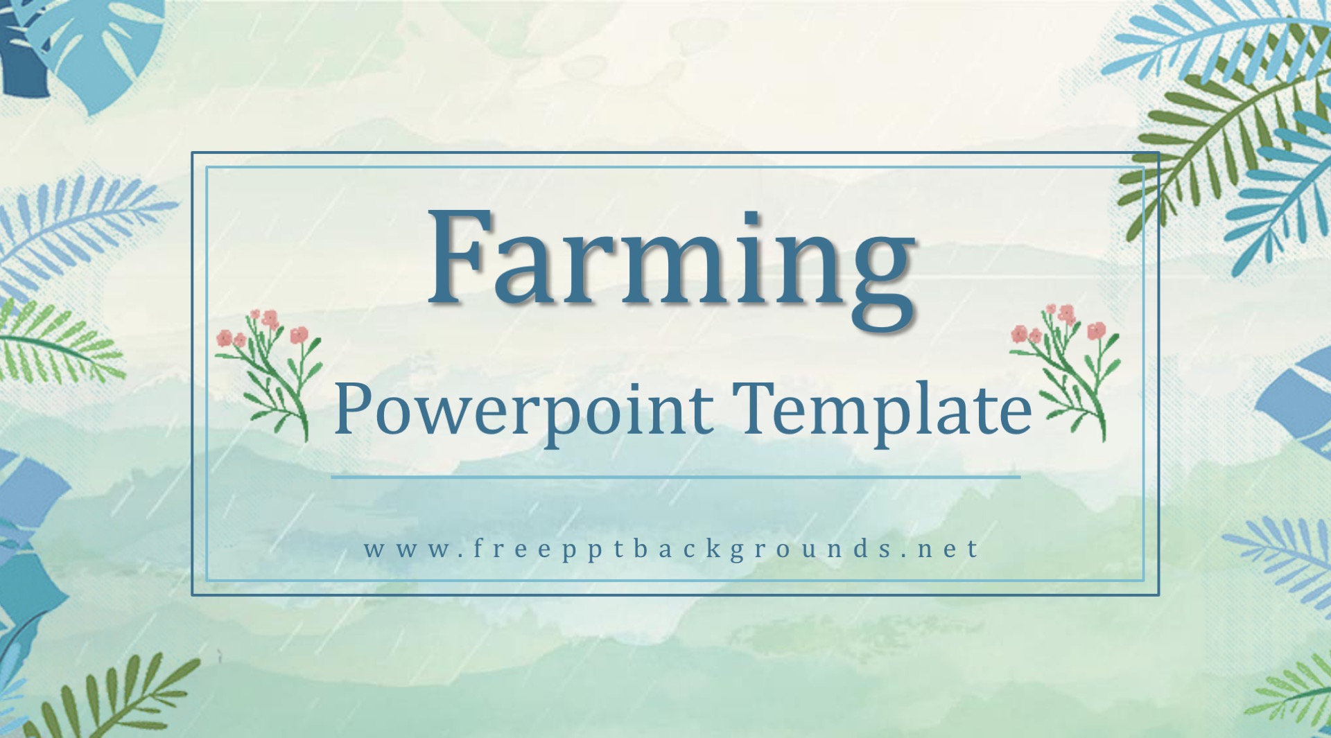 Farming Powerpoint Templates Blue, Border & Frames, Green, Nature