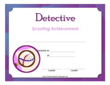 Detective Badge Printable Certificate