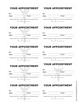 Printable Doctor Appointment Treatment Reminder Cards