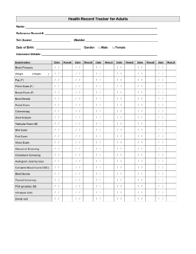 Printable Health Record Tracker for Adults