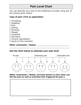 Printable Large-Print Pain Level Chart