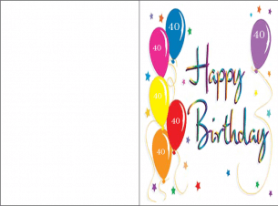 Printable 40th Birthday Card