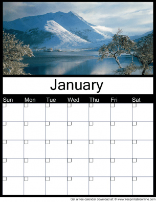 January Blank Monthly Calendar - Free Printable Online