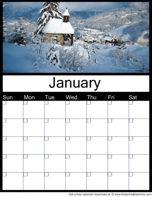 January Printable Monthly Calendar - Free Printable Online