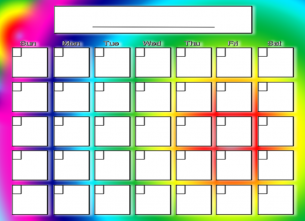 Rainbow Design Blank Calendar