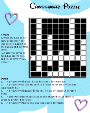 Disney Princess Crossword Puzzle