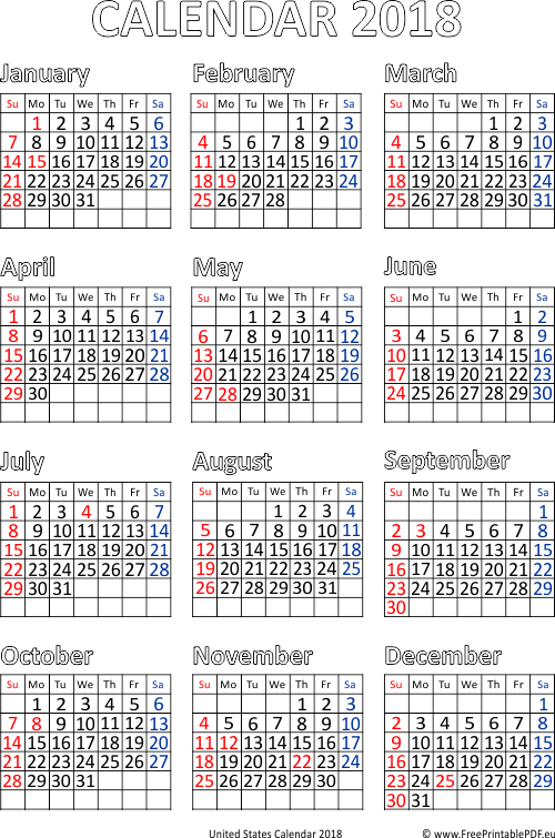 2018 Calendar With Holidays Printable Desk Calendar 2018 2019 By