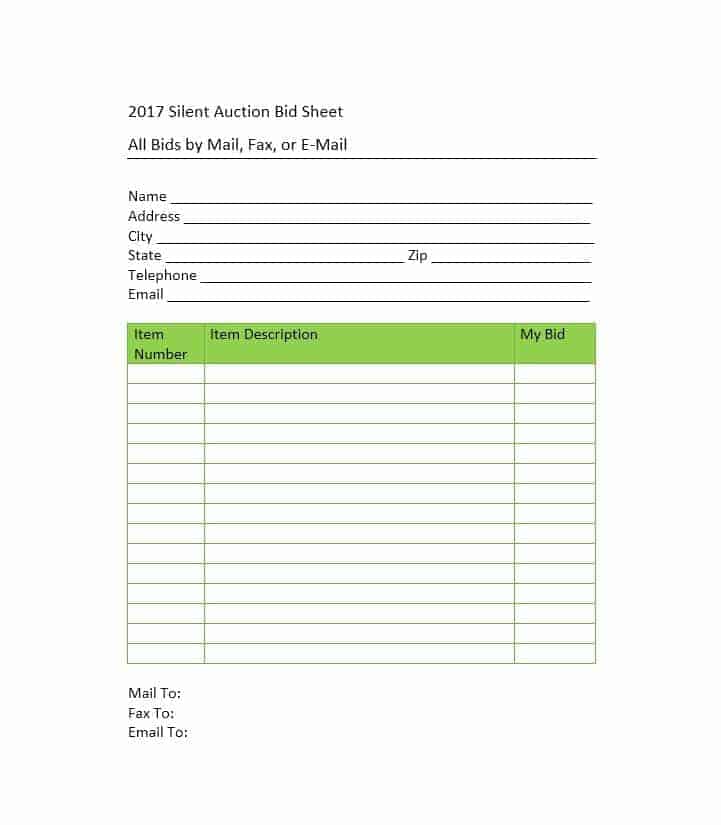 16 Silent Auction Bid Sheet Templates Free Sample Templates