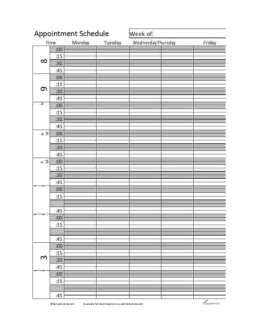 9+ Appointment Scheduling Templates Word Excel