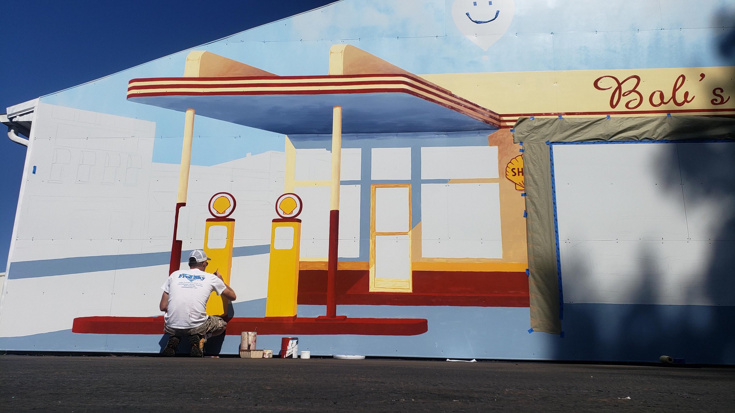 Retro Garage Mural Free Sky Studios